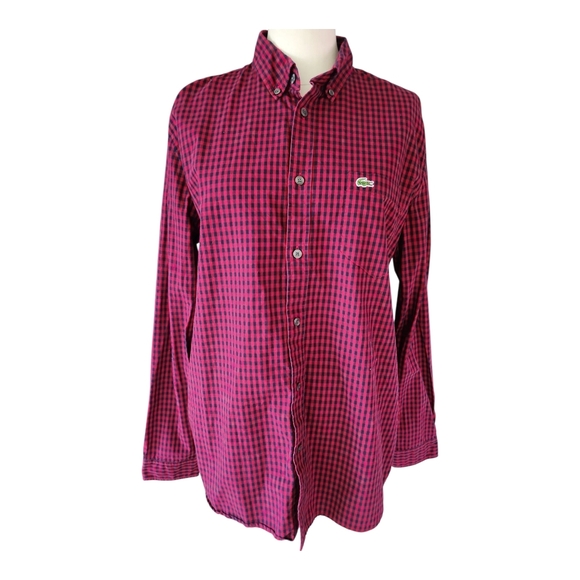 Lacoste Men’s Checkered Button-Down Shirt FR 40 / US M 100% Cotton Regular Fit - Picture 1 of 11